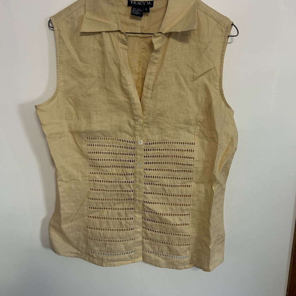 Linen Sleeveless Top - Picture 3 of 4
